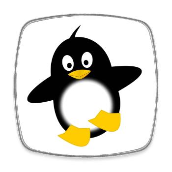 Penguin Glow Belly Cartoon - Square fridge magnet - white - Front