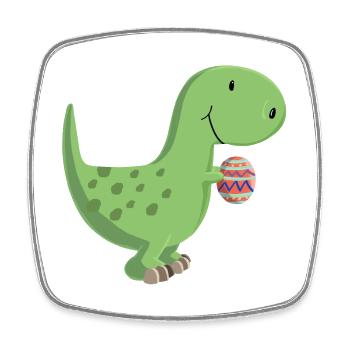 Dino mit Ei - Viereckiger Kühlschrankmagnet - Weiß - Vorne