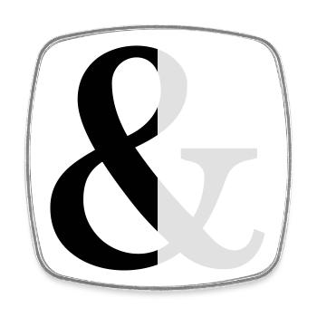 Esperluette bicolore signe icône cadeau idée - Magnet carré - blanc - Devant