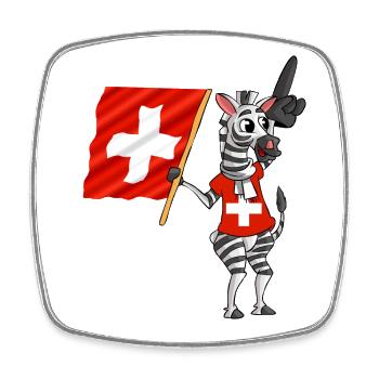 Zebra suisse - Magnet carré - blanc - Devant