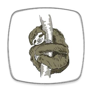 sloth nerd lazy slow chill hanging out tired nap - Square fridge magnet - white - Front
