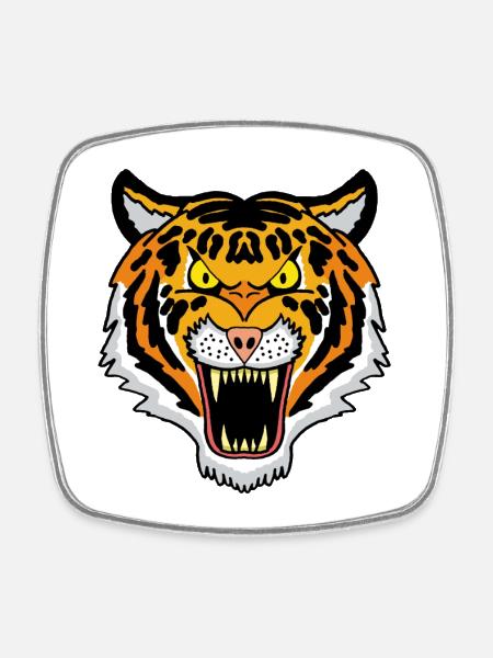 Tigre du Bengale - Magnet carré - blanc