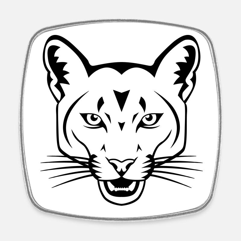 chat - Magnet carré - blanc