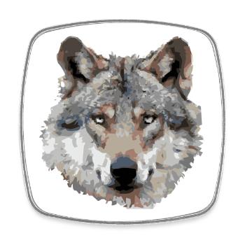 Wolf (grau) - Viereckiger Kühlschrankmagnet - Weiß - Vorne