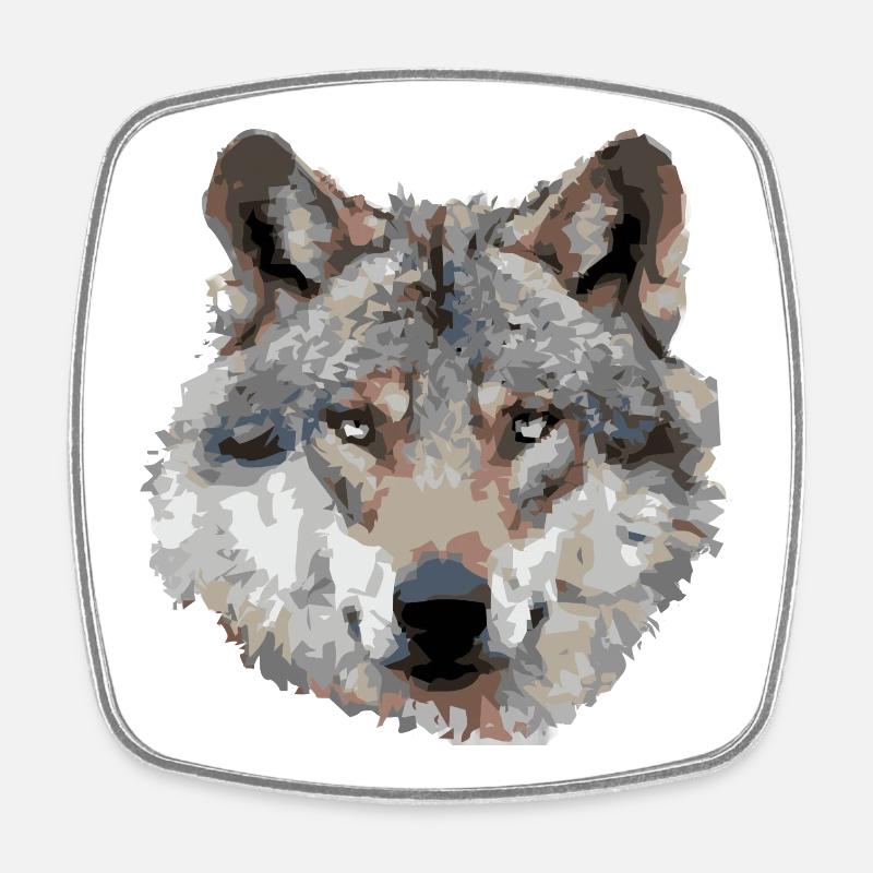 Wolf (grau) - Viereckiger Kühlschrankmagnet - Weiß