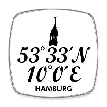Hamburg Koordinaten Hamburger Michel - Viereckiger Kühlschrankmagnet - Weiß - Vorne