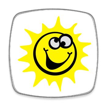 soleil smiley 3c / style comique - Magnet carré - blanc - Devant