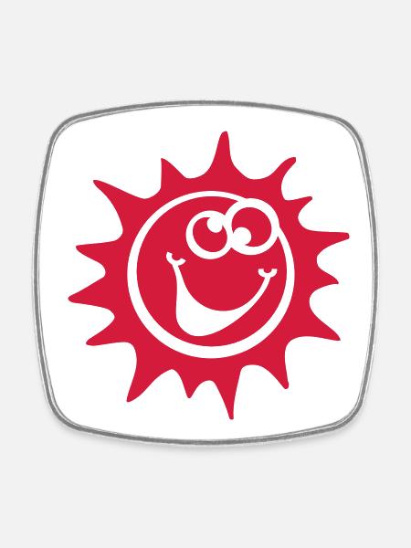 soleil smiley 1c - Magnet carré - blanc
