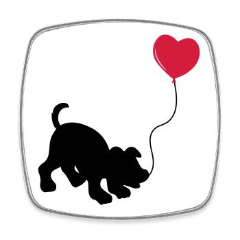 hund mit Luftballon - herz doglover - Kindermotiv - Viereckiger Kühlschrankmagnet - Weiß - Vorne