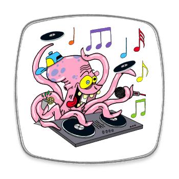 Octopus dj - Square fridge magnet - white - Front