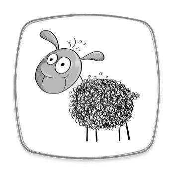 Kleines Wollschaf - Schaf Comic - Viereckiger Kühlschrankmagnet - Weiß - Vorne