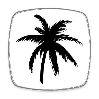 Silhouette de palmier noir – Style tropical - Magnet carré - blanc - Devant