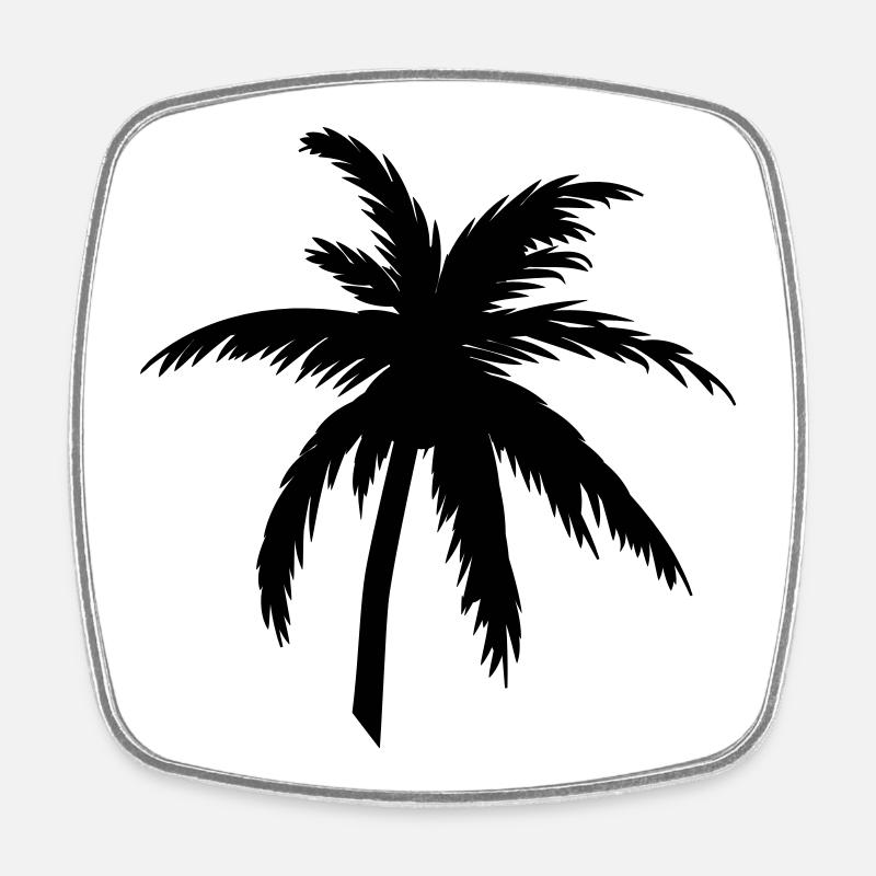 Palm Tree Silhouette Black – Tropical Style - Square fridge magnet - white
