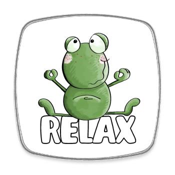 Frosch relaxt beim Yoga - Frösche - Kröte - Quak - Viereckiger Kühlschrankmagnet - Weiß - Vorne