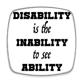 Ability4 - Square fridge magnet - white - Front