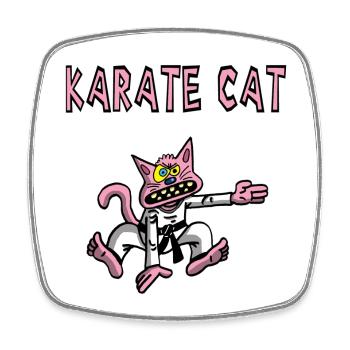 Pink und Karate - Viereckiger Kühlschrankmagnet - Weiß - Vorne