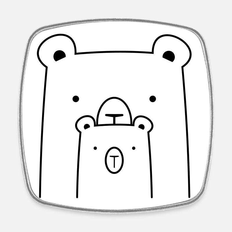 zwei Bären Bär Eisbär Braunbär I Geschenkidee - Viereckiger Kühlschrankmagnet - Weiß