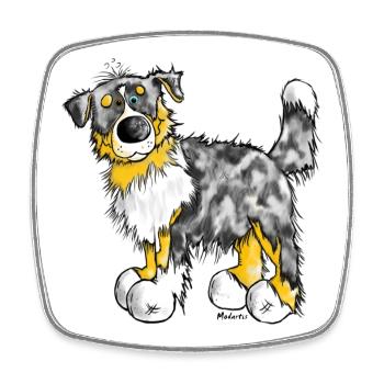 Australian Shepherd – Aussie – t-shirt design - Square fridge magnet - white - Front