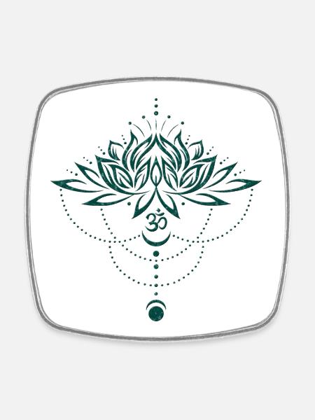 Lotus lotus fleur om symbole lune yoga - Magnet carré - blanc