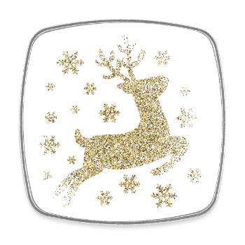 paillettes d'or de cerf - Magnet carré - blanc - Devant