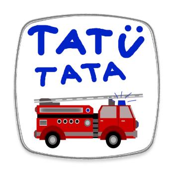Feuerwehr tatütata Feuerwehrauto Kinder Spielzeug - Viereckiger Kühlschrankmagnet - Weiß - Vorne