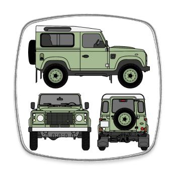 Defender 90 - Seiten - Viereckiger Kühlschrankmagnet - Weiß - Vorne