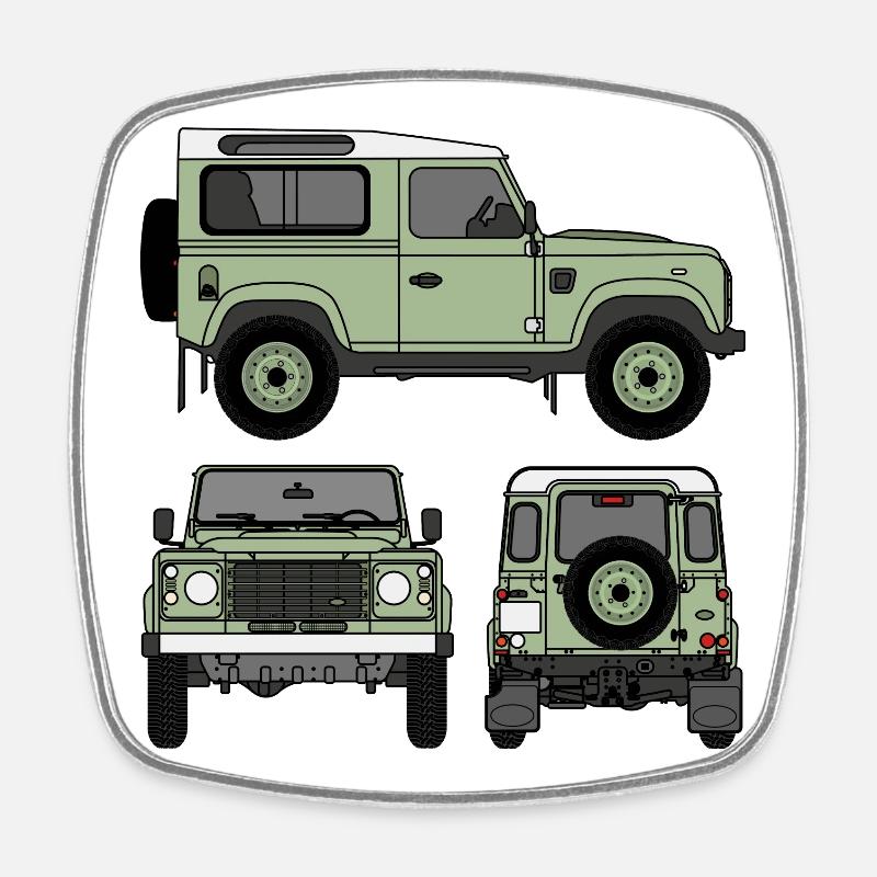 Defender 90 - Seiten - Viereckiger Kühlschrankmagnet - Weiß