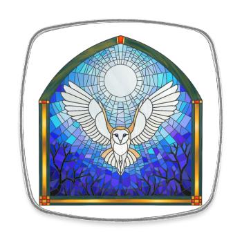 Owl and Moon - Square fridge magnet - white - Front