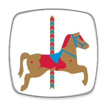 Le cheval de carrousel - Magnet carré - blanc - Devant