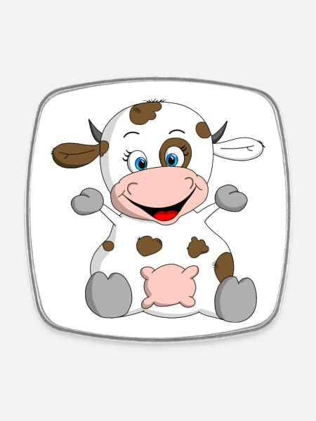 hearty cow says moo - Square fridge magnet - white