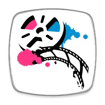 Alte Filmrolle mit Film im Graffiti Stil - Viereckiger Kühlschrankmagnet - Weiß - Vorne