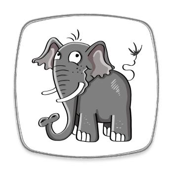 Petit cadeau de bande dessinée d'éléphant gris I d'éléphant - Magnet carré - blanc - Devant