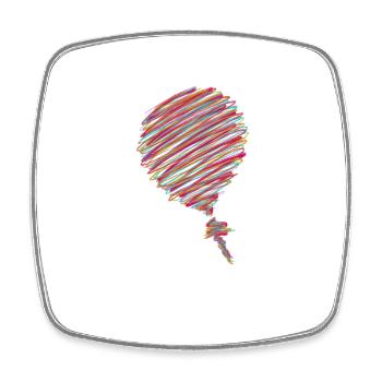 Ballon gribouillis au néon – Croquis pop art - Magnet carré - blanc - Devant