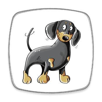 Happy Dachshund I Dackel I Teckel Hund Comic - Viereckiger Kühlschrankmagnet - Weiß - Vorne