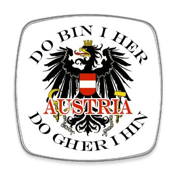 Do bin i her Autriche Autriche Armoiries - Magnet carré - blanc - Devant