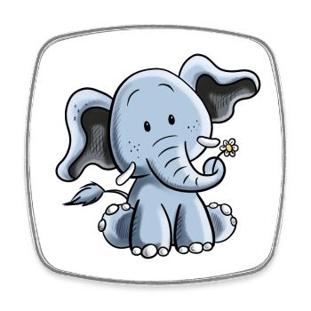 Happy Elefant I Elefantenbaby I Kinder Geschenk - Viereckiger Kühlschrankmagnet - Weiß - Vorne