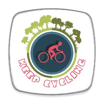 Fahrrad fahren Symbol Wald Natur Icon Logo - Viereckiger Kühlschrankmagnet - Weiß - Vorne