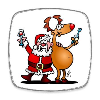 Santa Claus and his reindeer - Square fridge magnet - white - Front