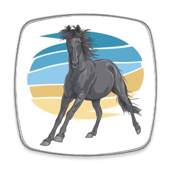 Grauer Pferd im Sunset-Schwung - Viereckiger Kühlschrankmagnet - Weiß - Vorne
