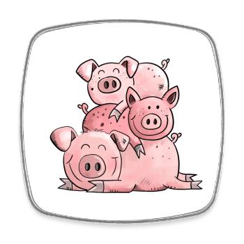Lustiger Sauhaufen I Schwein Comic Tiermotiv - Viereckiger Kühlschrankmagnet - Weiß - Vorne