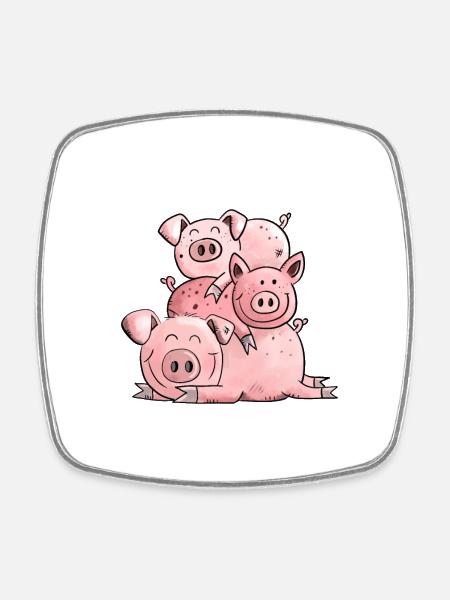 Les porcs me rendent heureux - Magnet carré - blanc