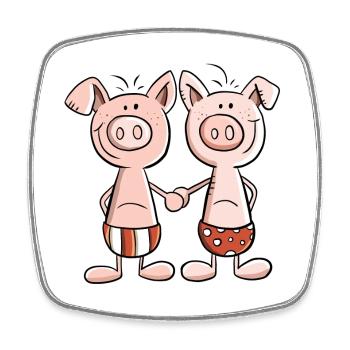 Beste Freunde Schweine Zwillinge Fun Geschenk - Viereckiger Kühlschrankmagnet - Weiß - Vorne