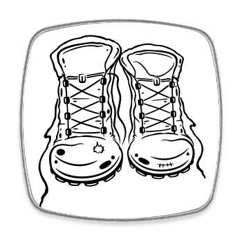Wandern, Wanderschuhe, Hiking, walking shoes - Viereckiger Kühlschrankmagnet - Weiß - Vorne