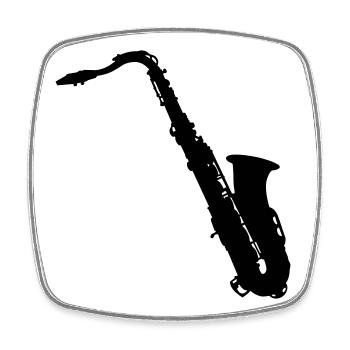 saxophone - Magnet carré - blanc - Devant