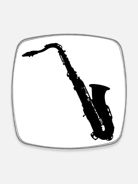 saxophone - Magnet carré - blanc
