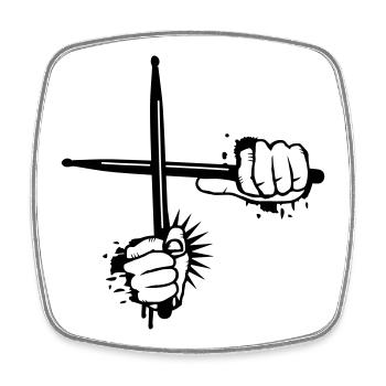zwei gekreuzte Drumsticks - Viereckiger Kühlschrankmagnet - Weiß - Vorne