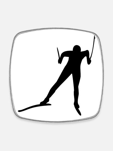 ski - Magnet carré - blanc