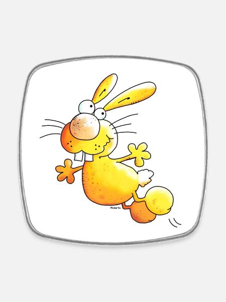 Crazy Rabbit - Lapin - Magnet carré - blanc