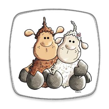 Funny Love Sheep - Square fridge magnet - white - Front