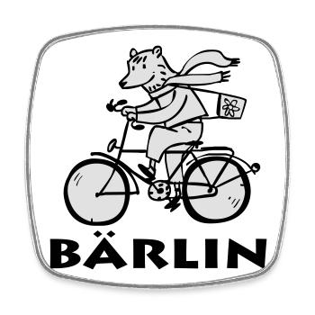 Berliner Bär / Bärliner Bär - Viereckiger Kühlschrankmagnet - Weiß - Vorne